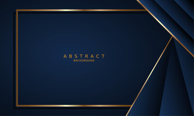 Fototapeta premium dark blue luxury premium background and gold line.