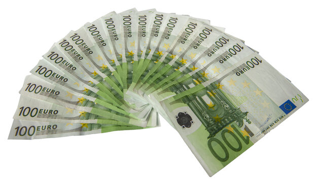 Geldscheine 100 Euro in F&auml;cherform gelegt