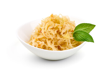 Pickled sauerkraut, isolated on white background. High resolution image.