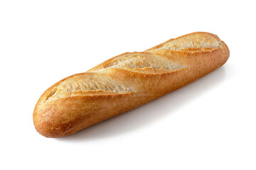French baguette with a crisp golden crust on a transparent background - obrazy, fototapety, plakaty