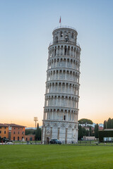 Isolated Pisa tower at sunrise without people