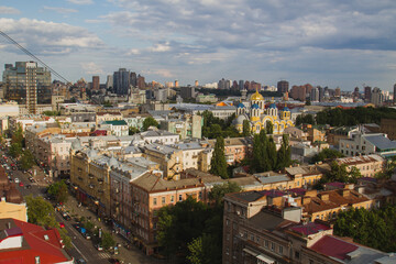Fototapeta na wymiar Top view of center of Kiev city summer afternoon