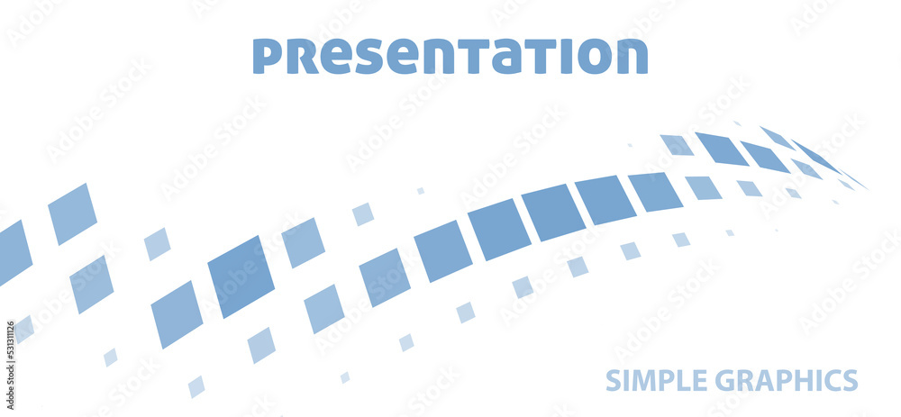 Aufkleber Presentation template with curved rows of blue squares. Simple graphics