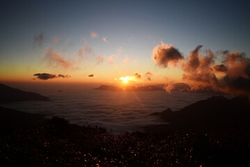 sunrise on the top of the mountain