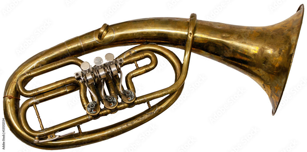 Wall mural vintage musical instrument - trumpet,, transparent background, png