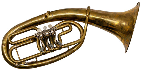 Obraz na płótnie Canvas vintage musical instrument - trumpet,, transparent background, png