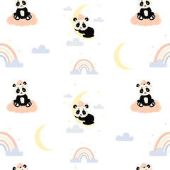 Obraz na płótnie Canvas Seamless scandinavian pattern with panda