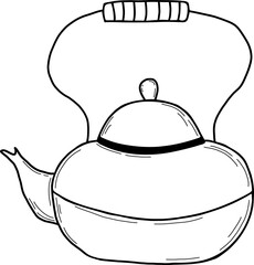 Kitchen kettle. Linear Hand drawn doodle