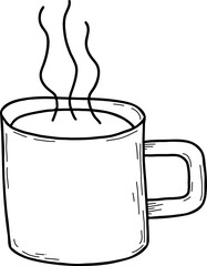 Hot drink cup. Linear Hand drawn doodle