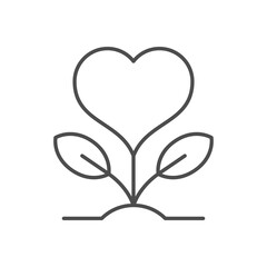 Growing love line outline icon