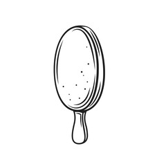Ice cream popsicle outline icon vector illustration. Hand drawn line eskimo with chocolate glaze, sundae for refreshment and eating of children and symbol of summer, delicious ice cream dessert