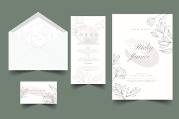 floral wedding stationery template vector design illustration