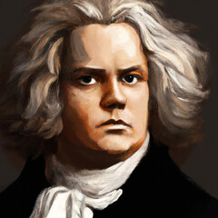 Portrait of Ludwig van Beethoven, hand drawn