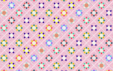 colorful seamless pattern with stars and flowers graphic art fabric texture art wallpaper design