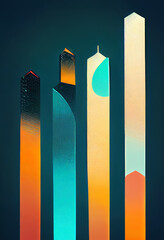 Skyscrapers bright flat abstract illustration. Skyscrapers bright flat illustration. Digital illustration