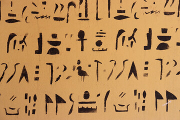 Egyptian hieroglyphics, ancient Egyptian writing on a wall