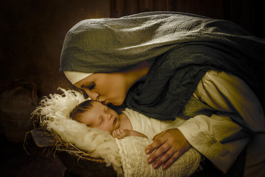 Mother mary live nativity scene