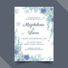 watercolor winter wedding invitation template vector design illustration