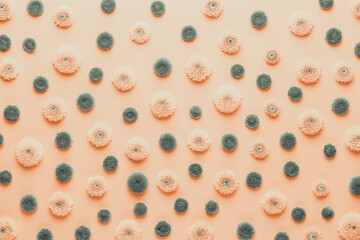 Yellow flower pattern on a yellow background.  Spring greeting card.