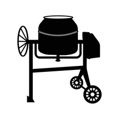 Portable concrete mixer machine icon | Black Vector illustration |