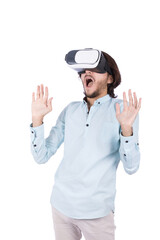 frightened VR glasses player