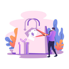Retail markdown flat style illustration design
