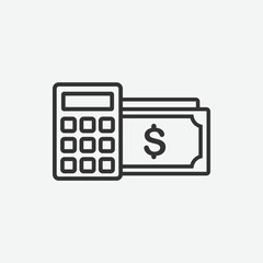 Dollar calculator vector icon. Dollar icon symbol. Calculator vector illustration on isolated background. Money calculator sign for mobile concept and web design