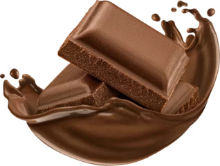Wandaufkleber Chocolate pieces with chocolate splash isolated  © xamtiw