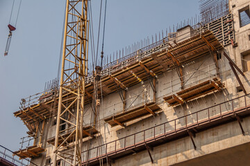 Fototapeta na wymiar Suspended formwork platforms in industrial construction