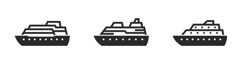 Obraz premium cruise ship icon set. sea travel transport and cruise symbols. isolated vector images