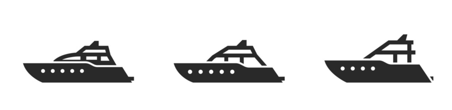 luxury yacht icon set. cruise boat transport symbols. isolated vector images