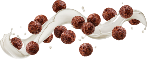 Falling chocolate corn balls isolated