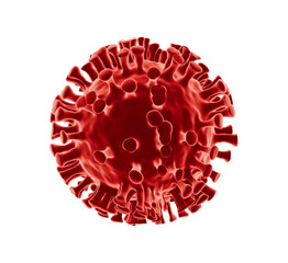 3D Rendered Virus Design with Transparent background. Coronavirus sign in red alarming color