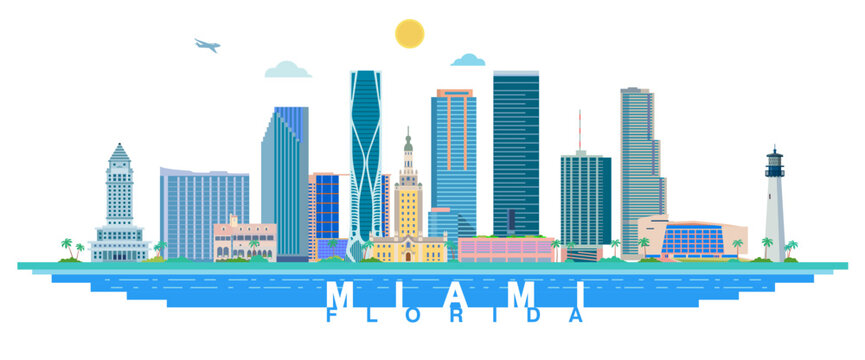 Panorama tower miami florida cityscape and landmarks