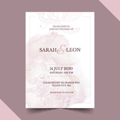 watercolor formal wedding invitations vector design illustration