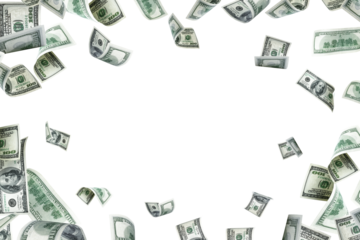 Us dollar. American money, falling cash. Flying hundred dollars background.