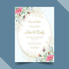watercolor wedding invitation card vector design illustration