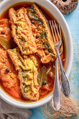 Fresh roasted mackerel and pickled as popular Polish dish.