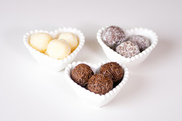 Three brigadiers in a heart-shaped bowl