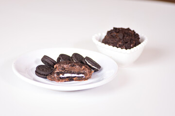 Three mini chocolate chip cookies