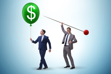 Businessman with dollar balloon concept