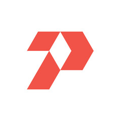 Letter P arrow box abstract geometric logo design