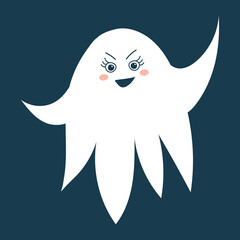 ghost cartoon in doodle style, isolated vector
