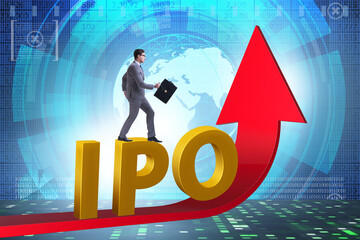 Businessman in the initial public offering IPO concept