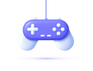 Gamepad 3d icon, great design for any purposes. Purple gamepad 3d icon on white background. Digital computer entertainment. Isolated vector illustration © Ivan