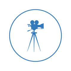 Filmmaking video camera stand icon | Circle version icon |