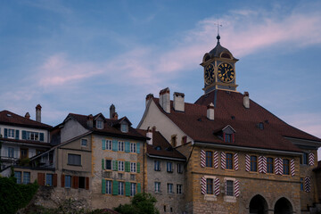 Views of the municipality of Murten in the canton of Freiburg. Switzerland.