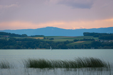 Views of the municipality of Murten in the canton of Freiburg. Switzerland.