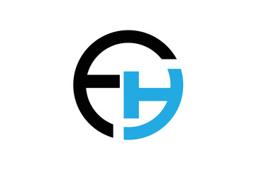 Obraz premium FH Logo. Letter Design Vector with Blue and Black Colors