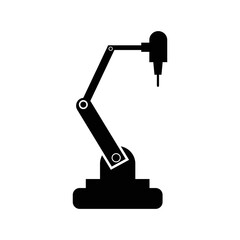 Industrial manufacturing drill robot icon | Black Vector illustration |
